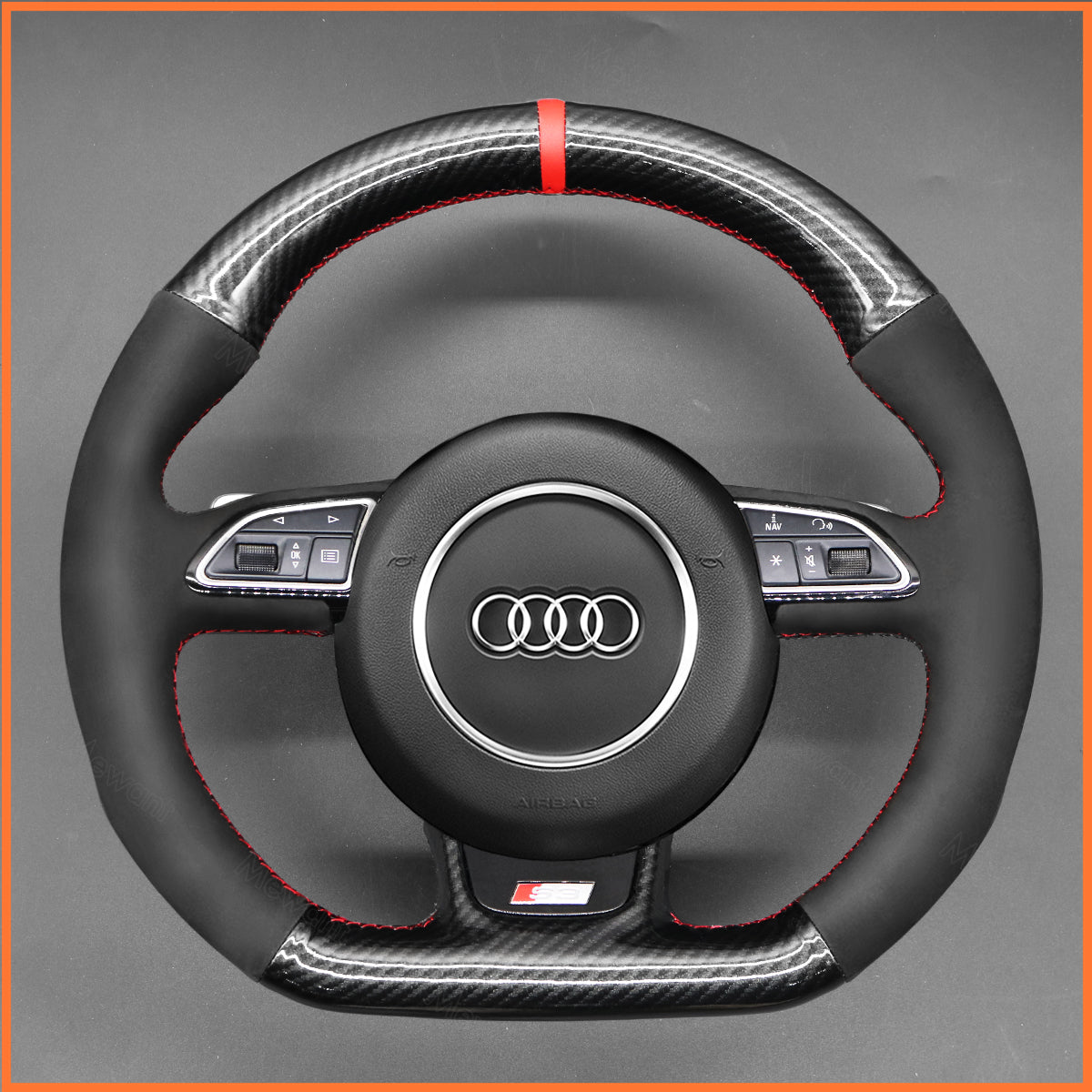 MEWANT Steering Wheel Cover for Audi A5 A7 RS S3 S4 S5 S6 S7 SQ5 2013-2017