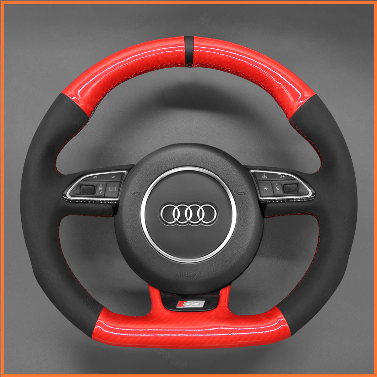 MEWANT Steering Wheel Cover for Audi A5 A7 RS S3 S4 S5 S6 S7 SQ5 2013-2017