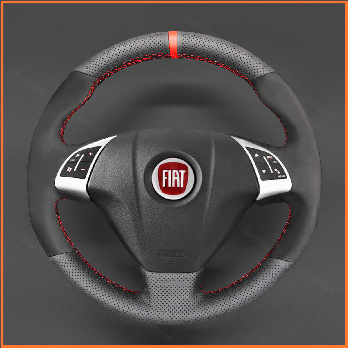 MEWANT Couvre Volant pour Fiat Punto 2007-2019 / Bravo 2007-2019 / Linea 2007-2019 / Qubo 2008-2015 / Doblo 2010-2014 / Grande Punto 2005-2019