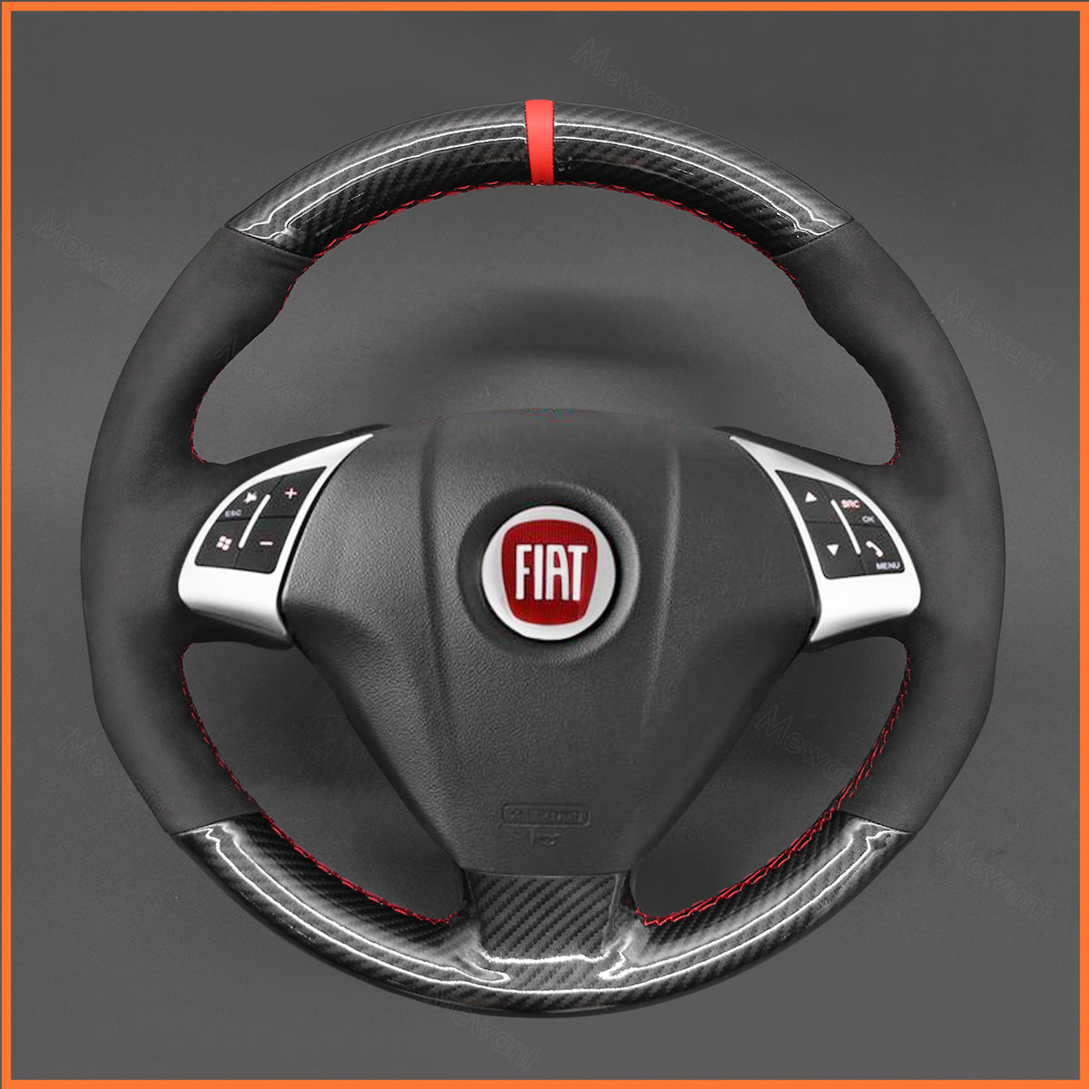 MEWANT Couvre Volant pour Fiat Punto 2007-2019 / Bravo 2007-2019 / Linea 2007-2019 / Qubo 2008-2015 / Doblo 2010-2014 / Grande Punto 2005-2019