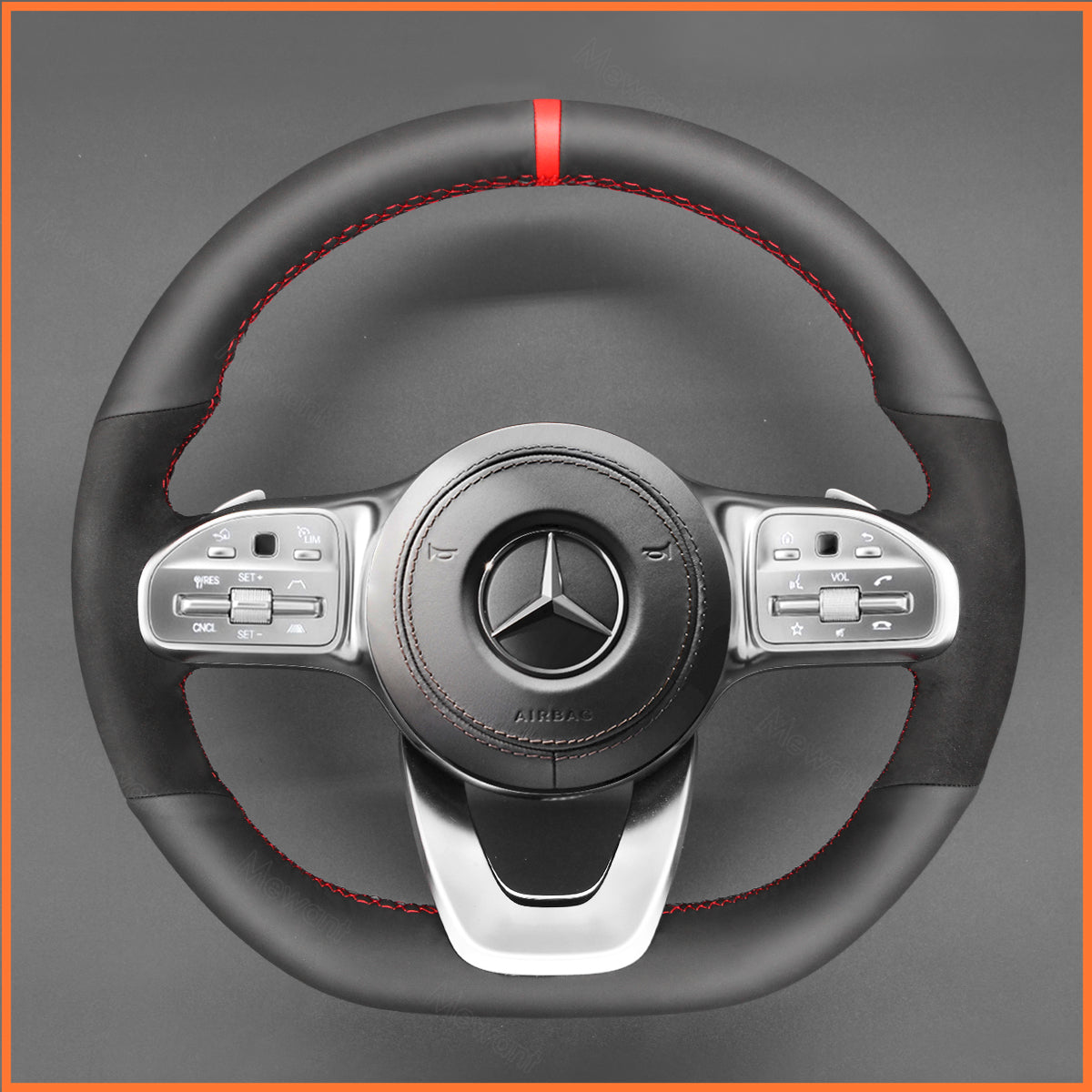 MEWANT Couvre Volant pour Mercedes-Benz AMG-Line AMG-Sport A-Class B-Class (W247) C-Class (W205) CLA-Class (C118) E-Class (W213)GLE-Class