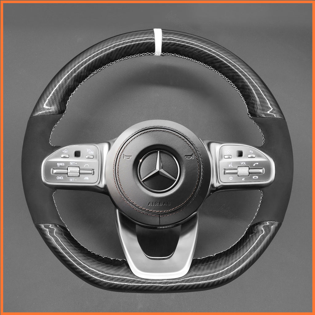 MEWANT Couvre Volant pour Mercedes-Benz AMG-Line AMG-Sport A-Class B-Class (W247) C-Class (W205) CLA-Class (C118) E-Class (W213)GLE-Class