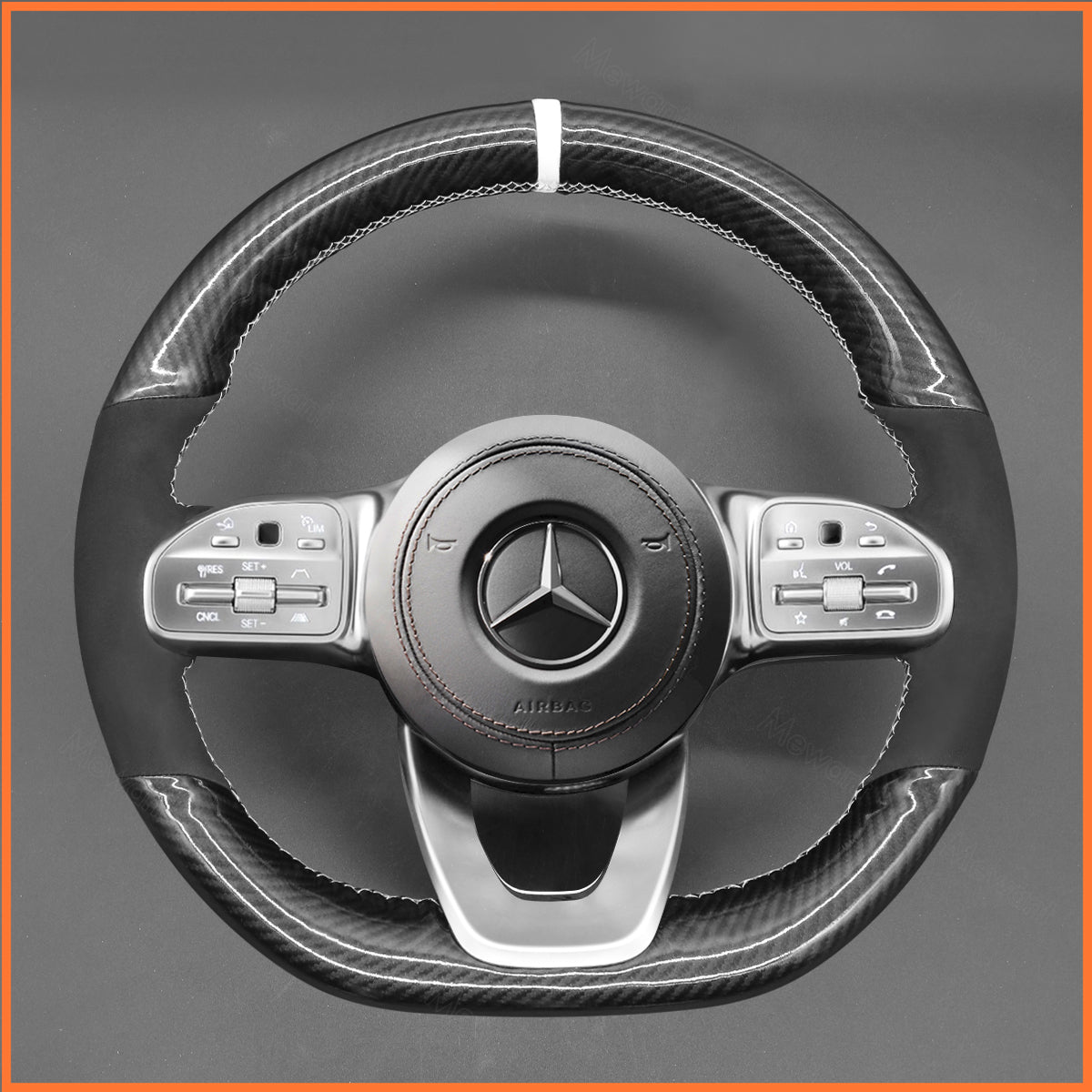 MEWANT Couvre Volant pour Mercedes-Benz AMG-Line AMG-Sport A-Class B-Class (W247) C-Class (W205) CLA-Class (C118) E-Class (W213)GLE-Class