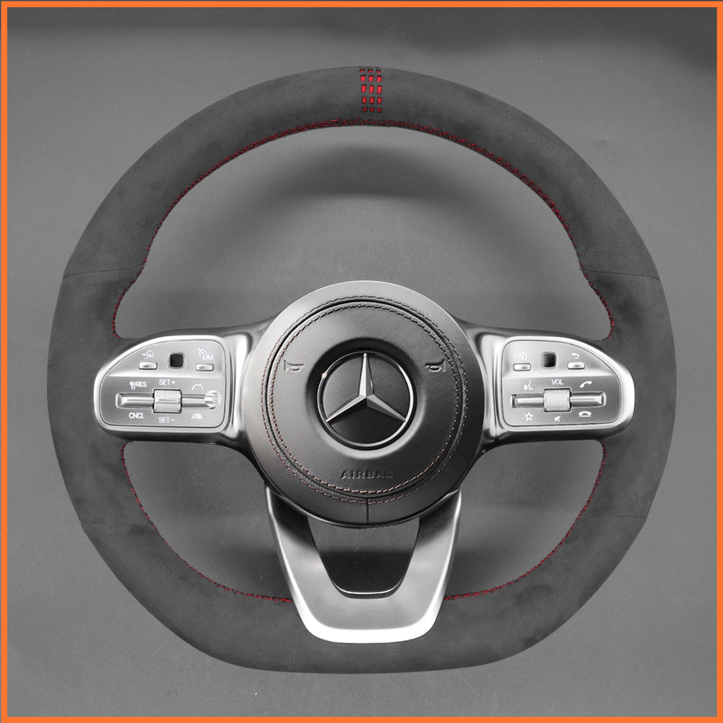 MEWANT Couvre Volant pour Mercedes-Benz AMG-Line AMG-Sport A-Class B-Class (W247) C-Class (W205) CLA-Class (C118) E-Class (W213)GLE-Class