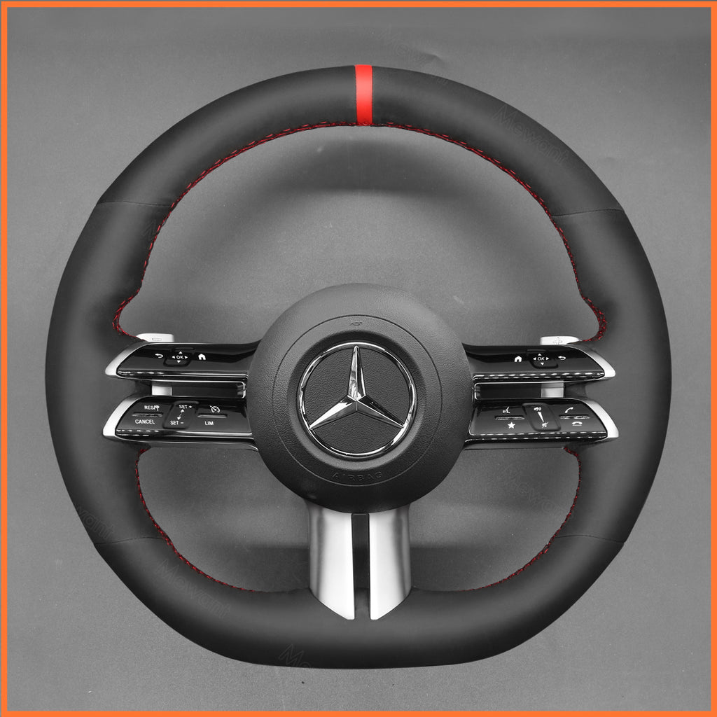MEWANT Couvre Volant pour Mercedes-Benz AMG-Line AMG-Sport C-Class (W206) CLS-Class (C257) E-Class (W213) EQS (V297)  S-Class (W223) 2021-2022