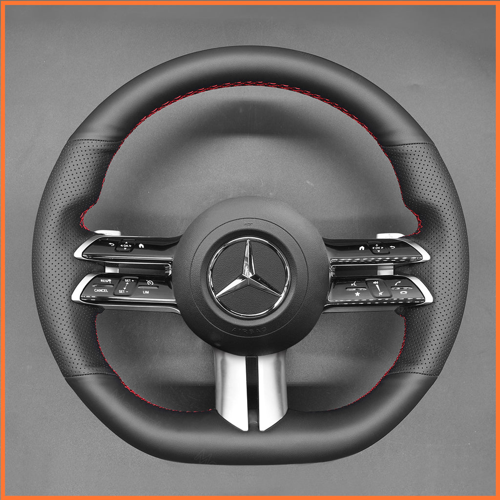 MEWANT Couvre Volant pour Mercedes-Benz AMG-Line AMG-Sport C-Class (W206) CLS-Class (C257) E-Class (W213) EQS (V297)  S-Class (W223) 2021-2022