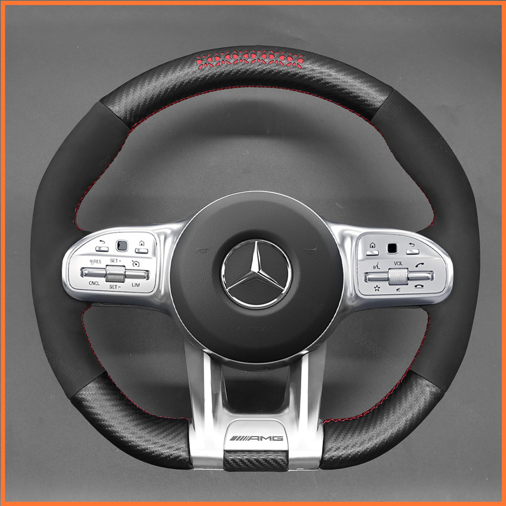 MEWANT Couvre Volant pour Mercedes-Benz AMG A35 A45 C43 C63 C43 CLA35 CLA45 CLS53 E53 E63 GLA45  GLE53