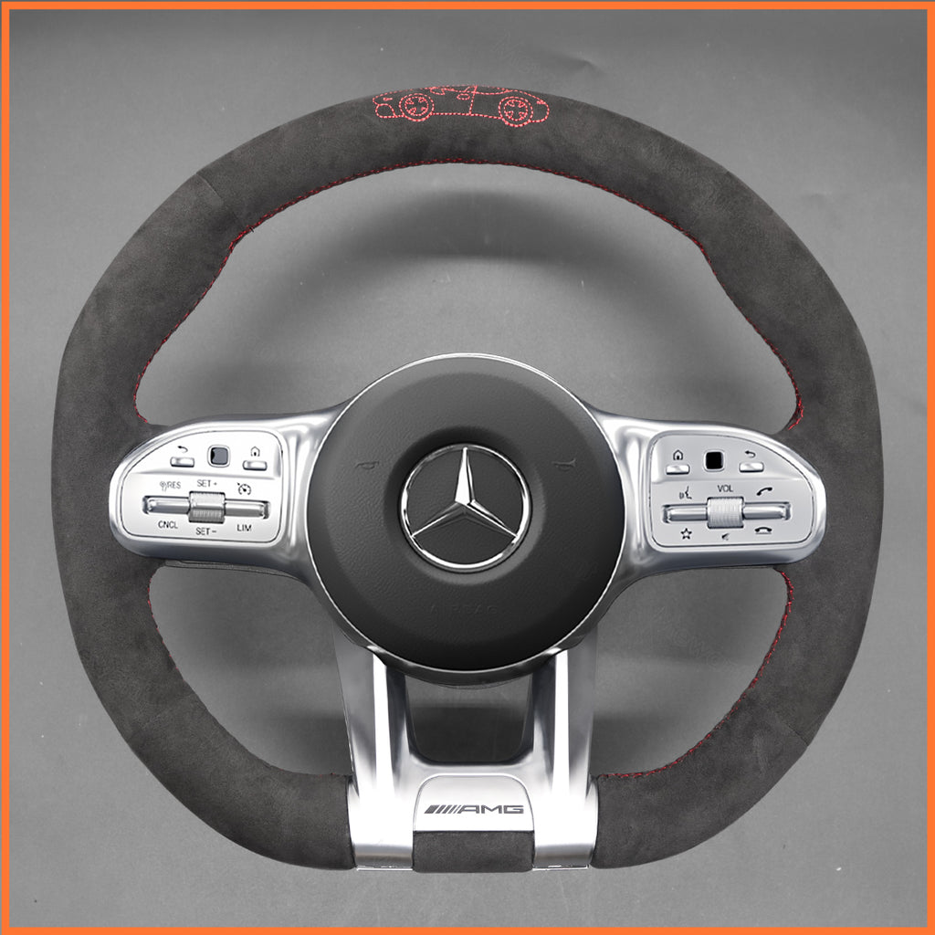 MEWANT Couvre Volant pour Mercedes-Benz AMG A35 A45 C43 C63 C43 CLA35 CLA45 CLS53 E53 E63 GLA45  GLE53
