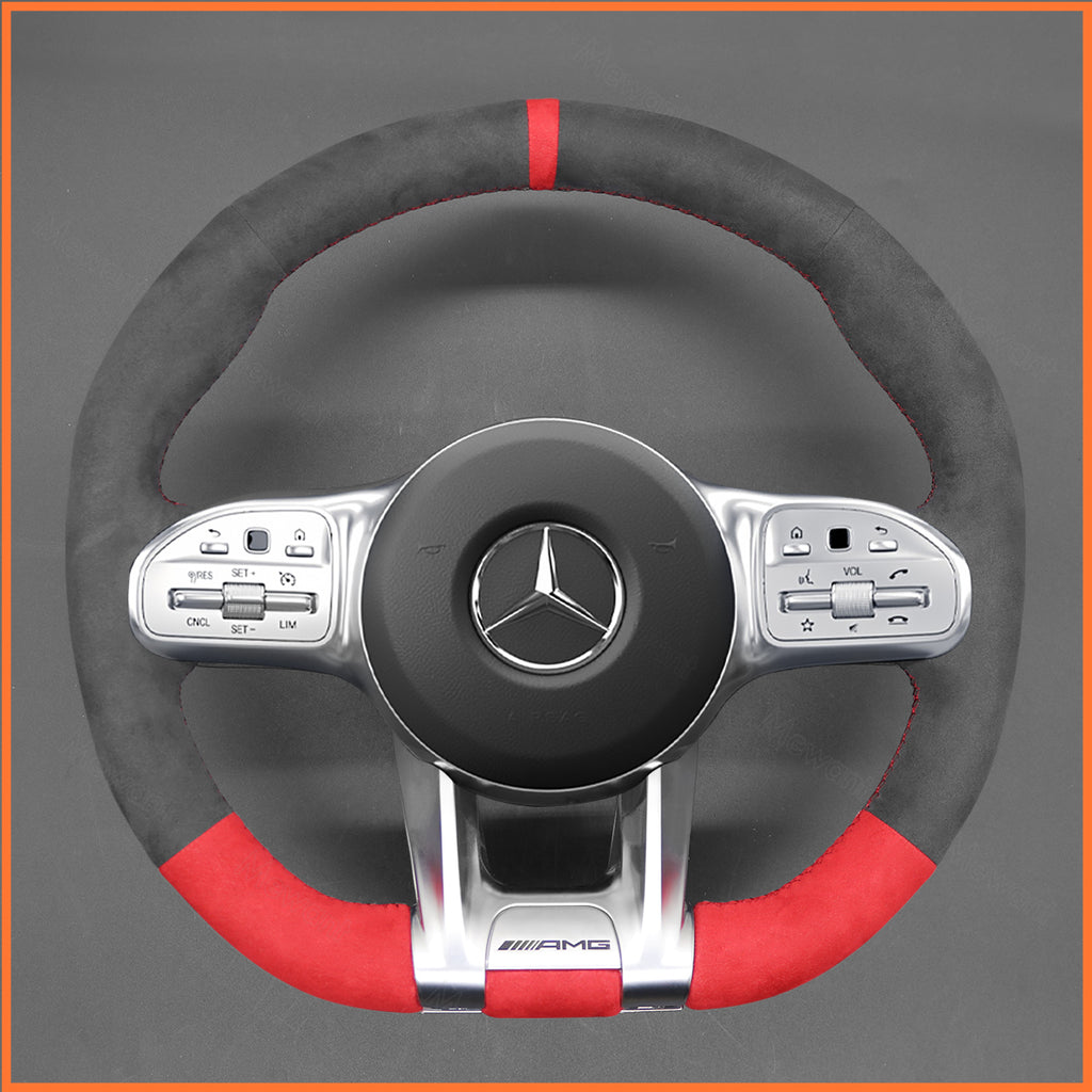 MEWANT Couvre Volant pour Mercedes-Benz AMG A35 A45 C43 C63 C43 CLA35 CLA45 CLS53 E53 E63 GLA45  GLE53
