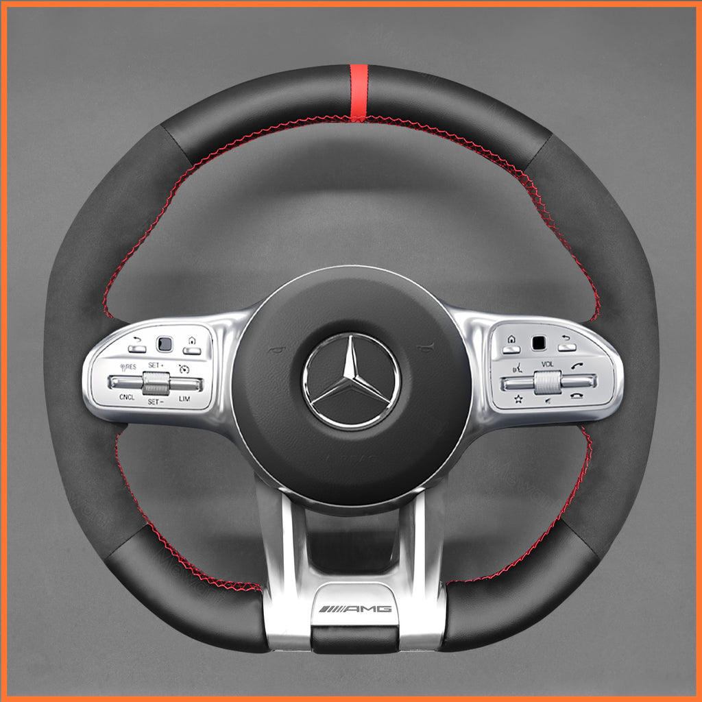 MEWANT Couvre Volant pour Mercedes-Benz AMG A35 A45 C43 C63 C43 CLA35 CLA45 CLS53 E53 E63 GLA45  GLE53