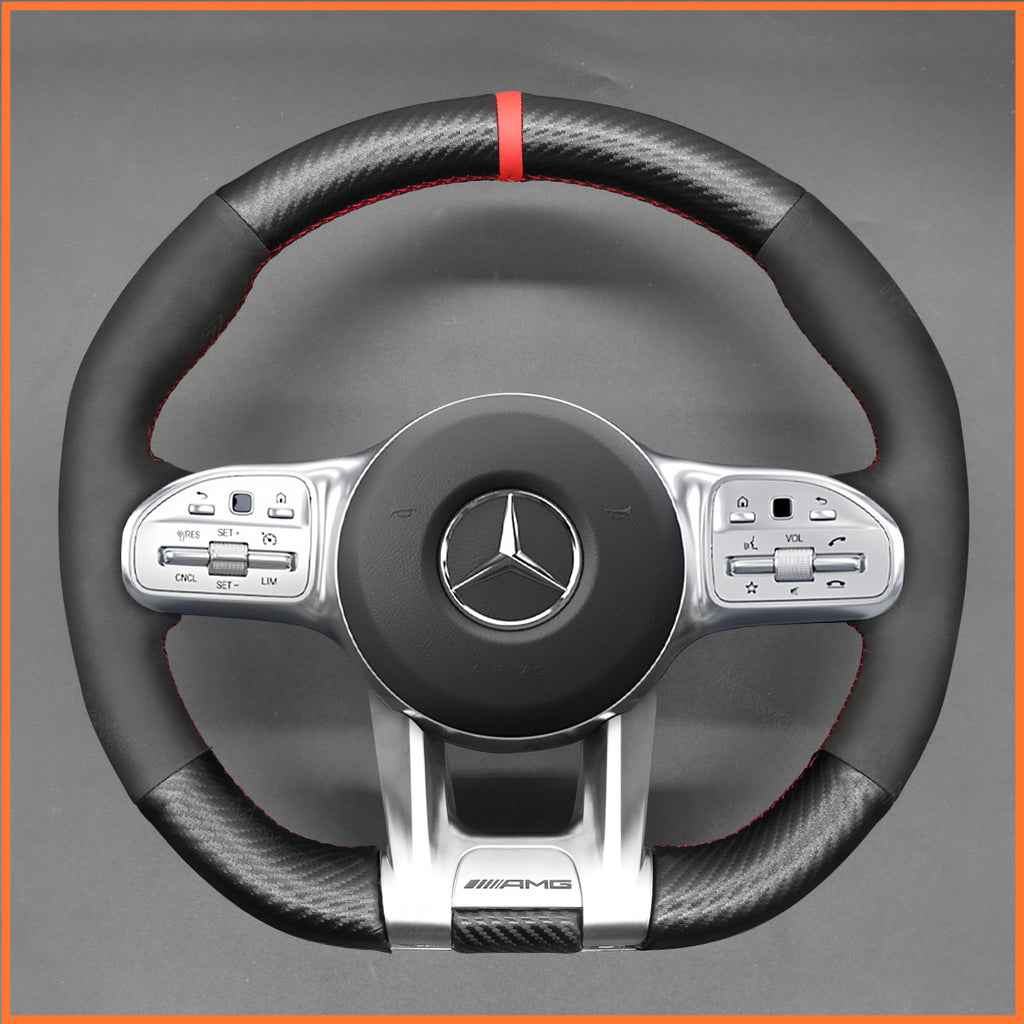 MEWANT Couvre Volant pour Mercedes-Benz AMG A35 A45 C43 C63 C43 CLA35 CLA45 CLS53 E53 E63 GLA45  GLE53
