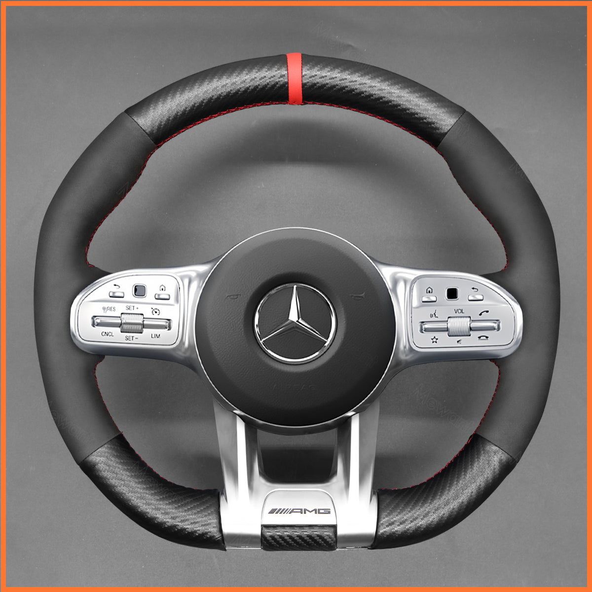 MEWANT Couvre Volant pour Mercedes-Benz AMG A35 A45 C43 C63 C43 CLA35 CLA45 CLS53 E53 E63 GLA45  GLE53