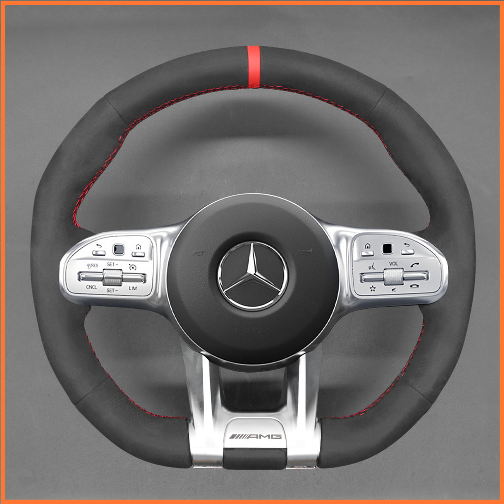 MEWANT Couvre Volant pour Mercedes-Benz AMG A35 A45 C43 C63 C43 CLA35 CLA45 CLS53 E53 E63 GLA45  GLE53