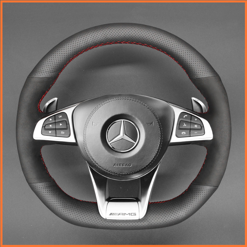 MEWANT Couvre Volant pour Mercedes-Benz AMG GT C190 R190 C 63 W205 CLA 45 C117 E 43 W213 SLC 43 SL 63