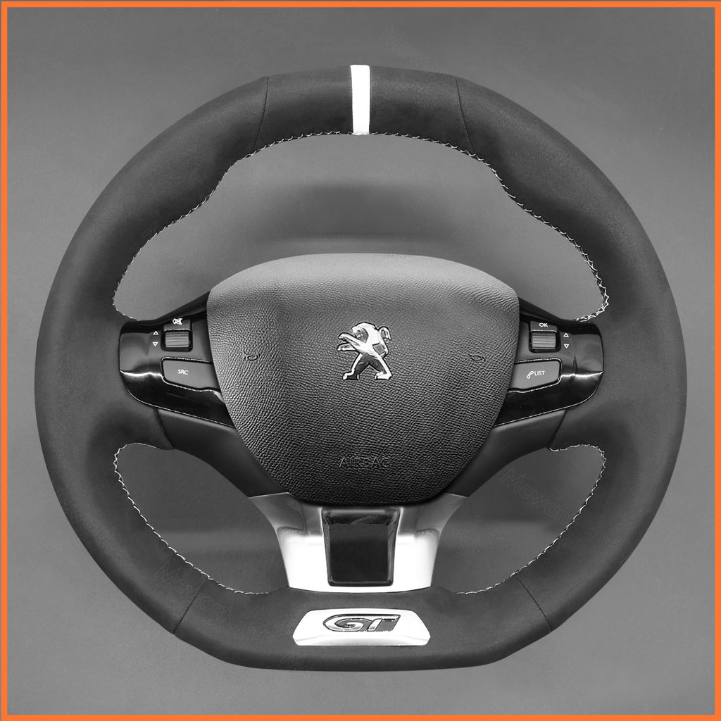 MEWANT Couvre Volant pour Peugeot 208 (GTi/GT Line/GT) / 308 (GT/GTi/GT Line) / 308 SW (GT/GT Line) / 2008 (GT Line) 2015-2019