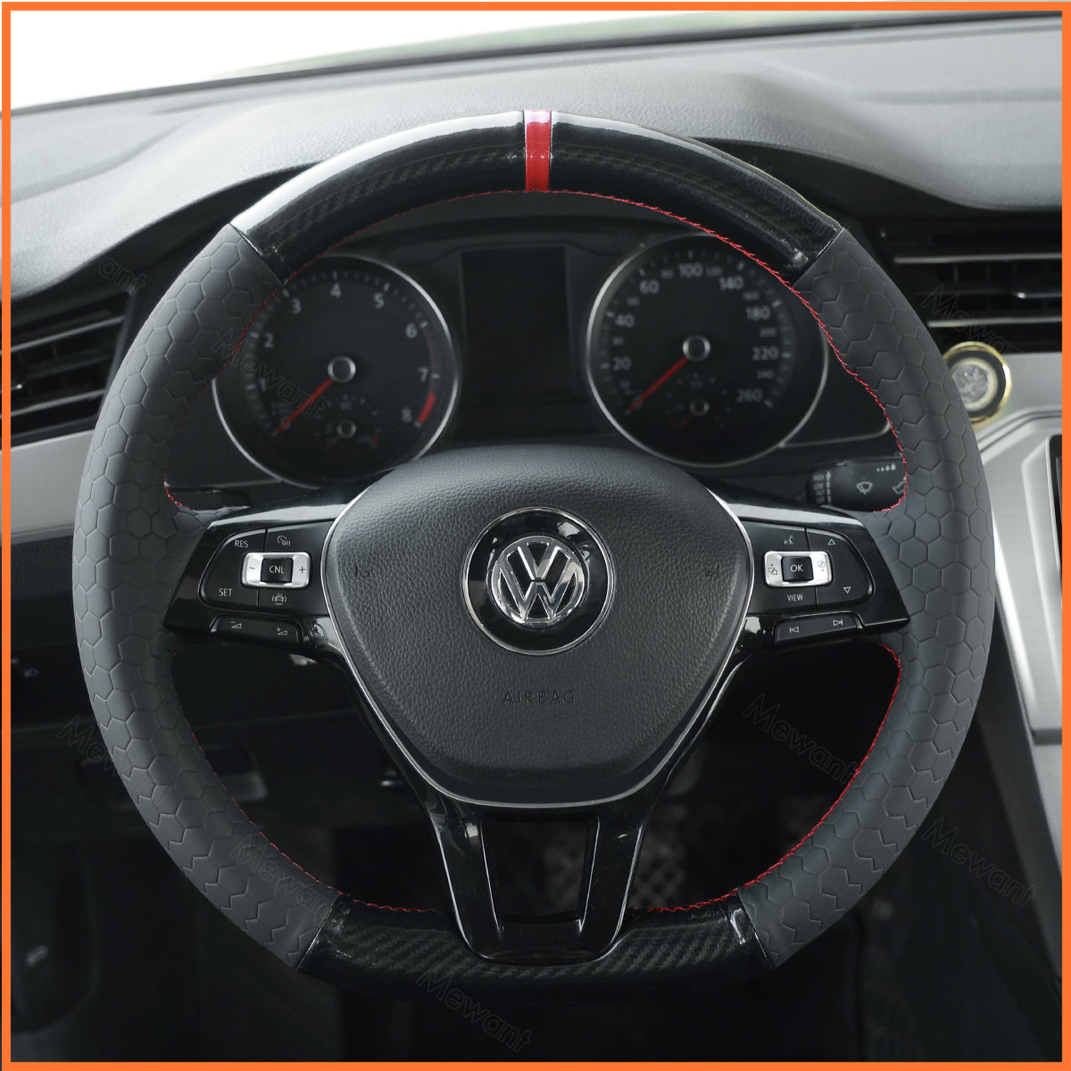 MEWANT Couvre Volant pour VW Caddy Crafter Passat Golf 7 Polo Arteon Tiguan Touareg Passat Jetta Variant 2015-2021