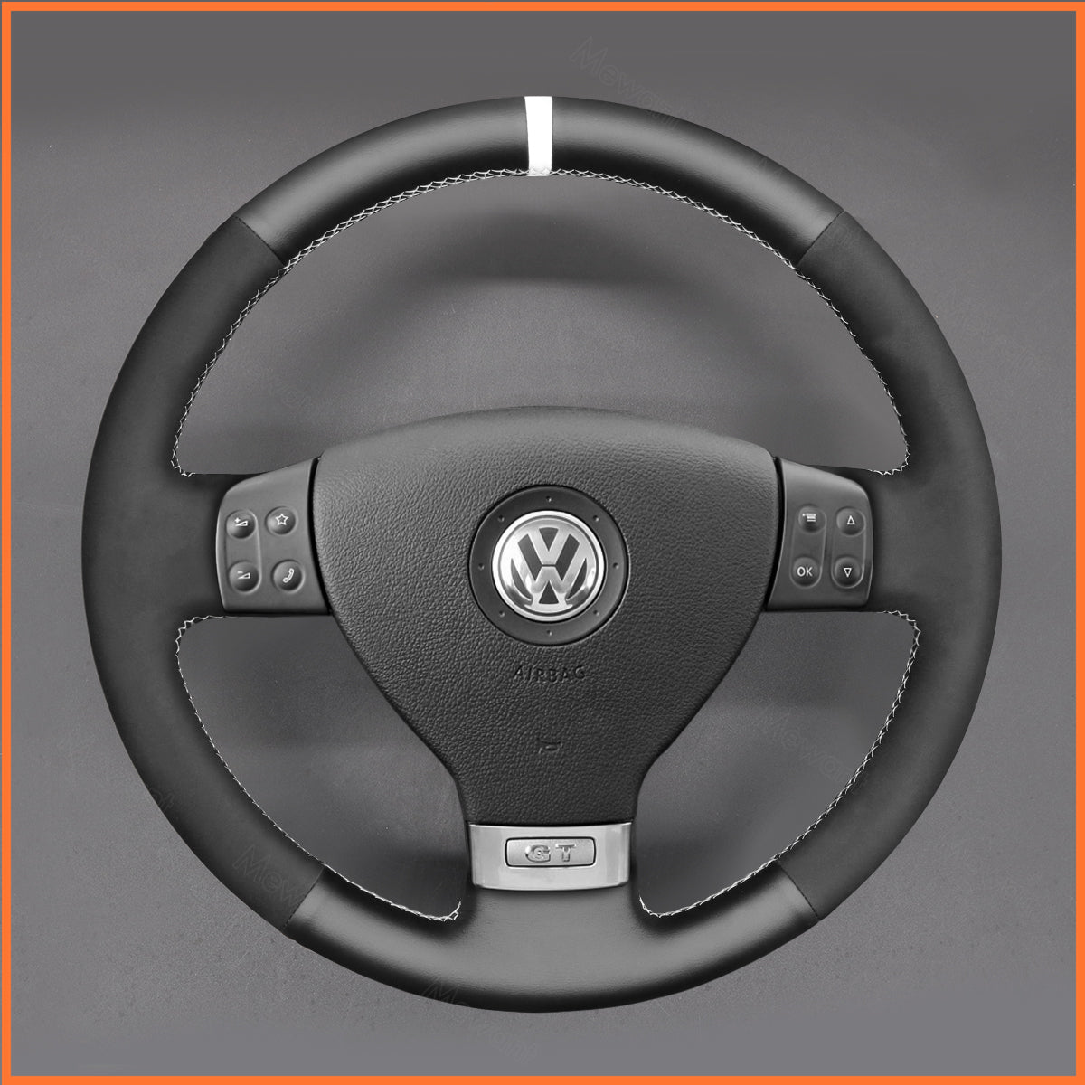 MEWANT Couvre Volant pour VW Golf 5 Golf Plus Polo Jetta Passat Tiguan Touran Caddy EOS 2004-2009