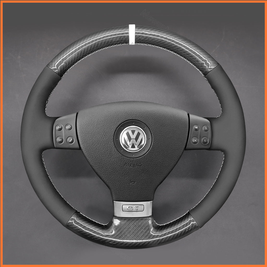 MEWANT Couvre Volant pour VW Golf 5 Golf Plus Polo Jetta Passat Tiguan Touran Caddy EOS 2004-2009