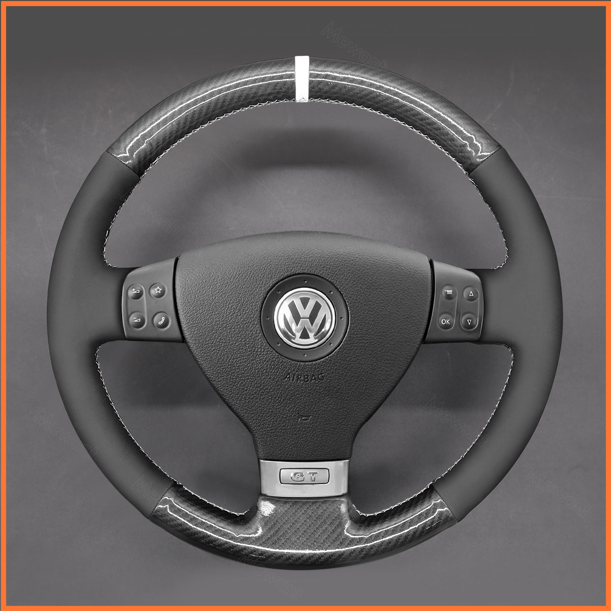 MEWANT Couvre Volant pour VW Golf 5 Golf Plus Polo Jetta Passat Tiguan Touran Caddy EOS 2004-2009
