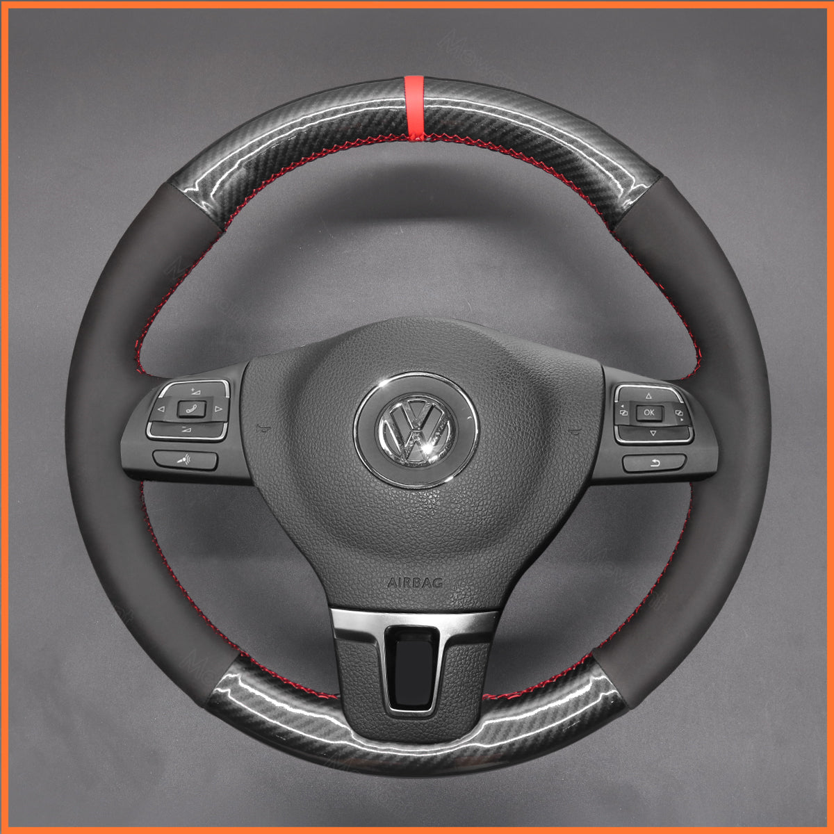 MEWANT Couvre Volant pour VW Golf 5 Golf Plus Polo Jetta Passat Tiguan Touran Caddy EOS 2005-2009