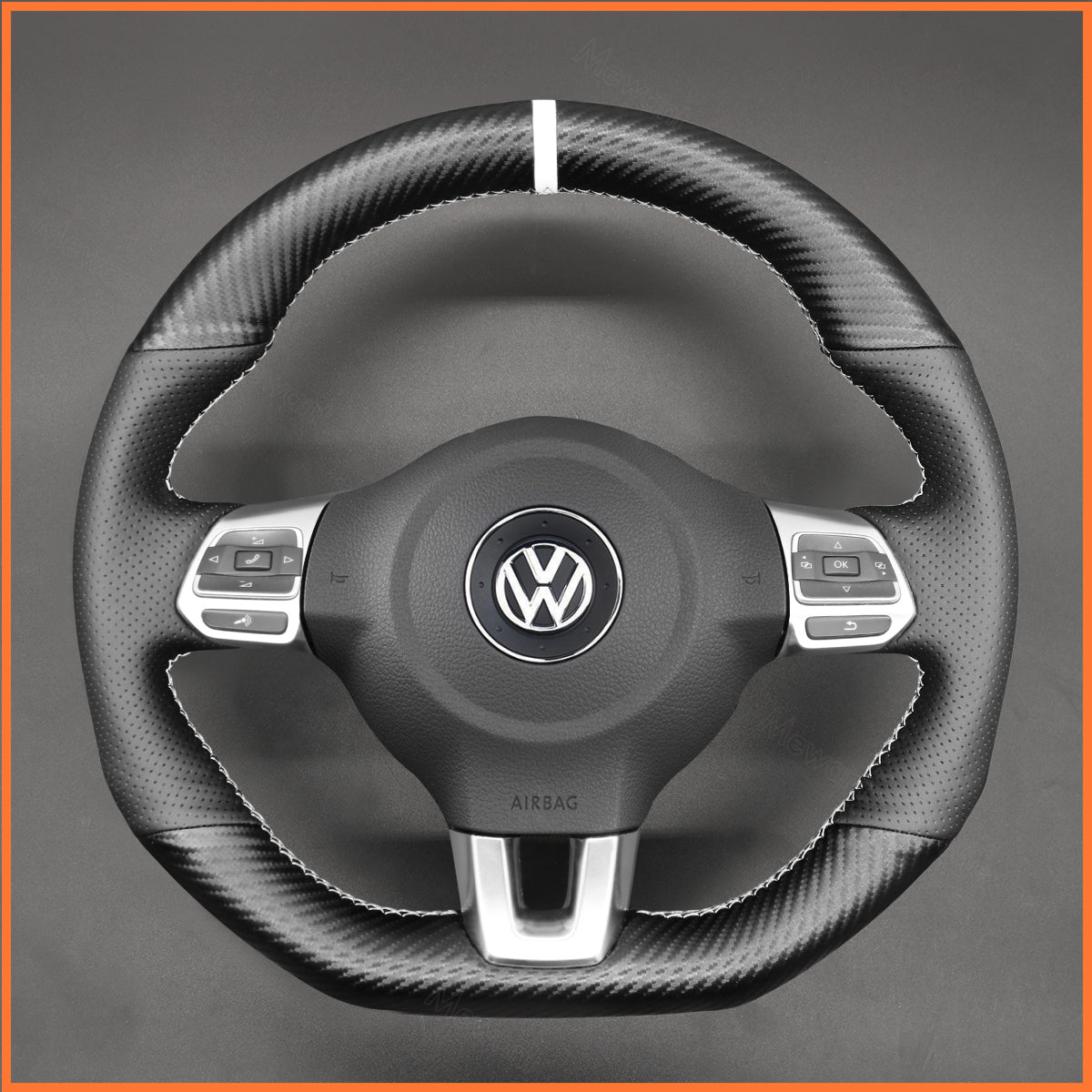 MEWANT Couvre Volant pour VW Golf 6 (VI) GTI Polo GTI Polo R-Line Scirocco CC Tiguan 2009-2014