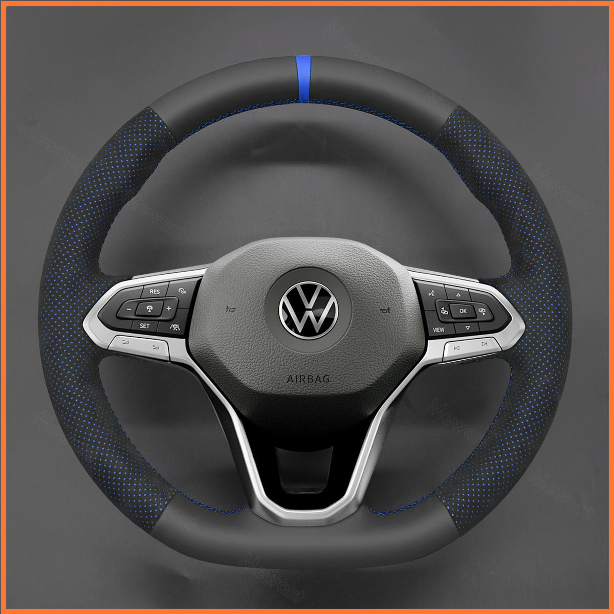 MEWANT Couvre Volant pour VW Golf 8 ID.3 ID.4 ID.7 Arteon Caddy Passat B8 Passat T6 Tiguan Touareg 2020-2021