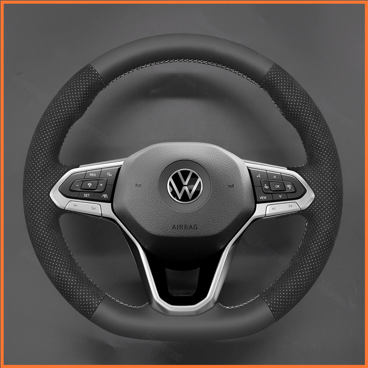MEWANT Couvre Volant pour VW Golf 8 ID.3 ID.4 ID.7 Arteon Caddy Passat B8 Passat T6 Tiguan Touareg 2020-2021