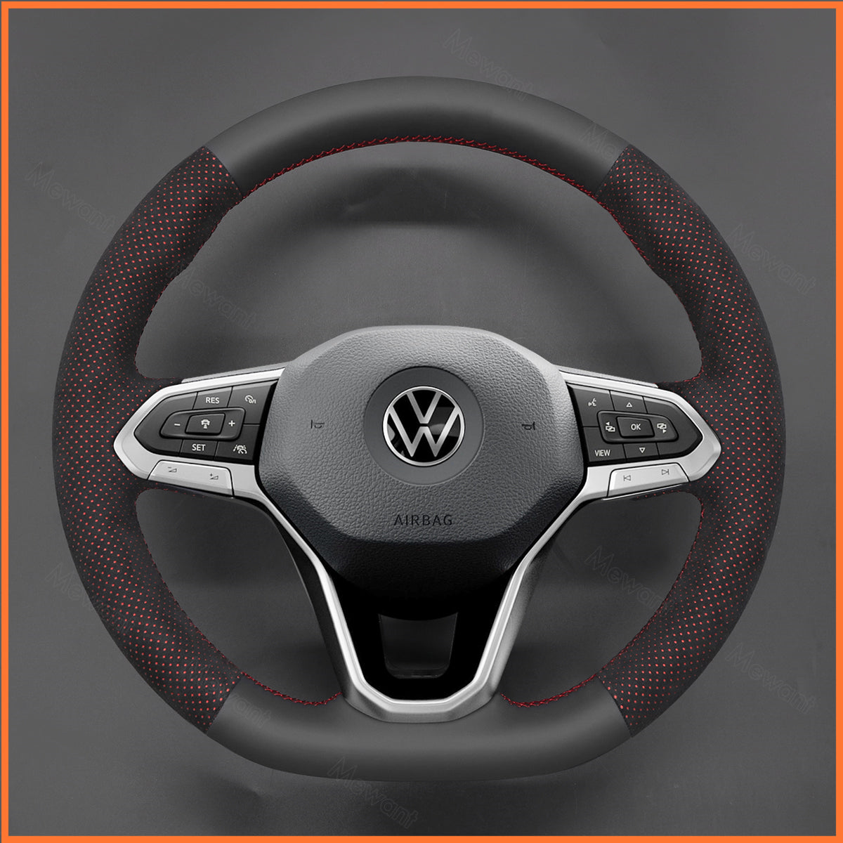 MEWANT Couvre Volant pour VW Golf 8 ID.3 ID.4 ID.7 Arteon Caddy Passat B8 Passat T6 Tiguan Touareg 2020-2021