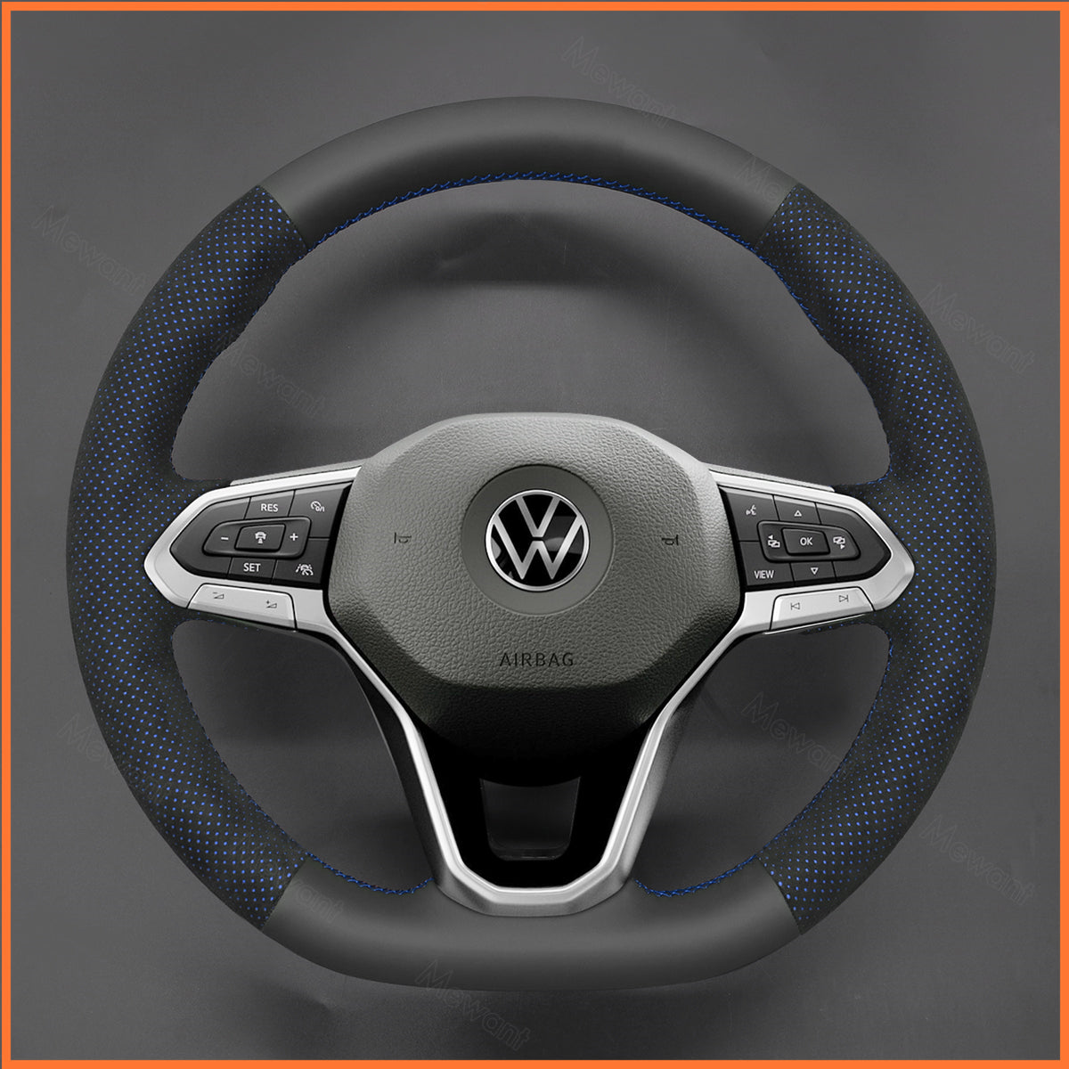 MEWANT Couvre Volant pour VW Golf 8 ID.3 ID.4 ID.7 Arteon Caddy Passat B8 Passat T6 Tiguan Touareg 2020-2021