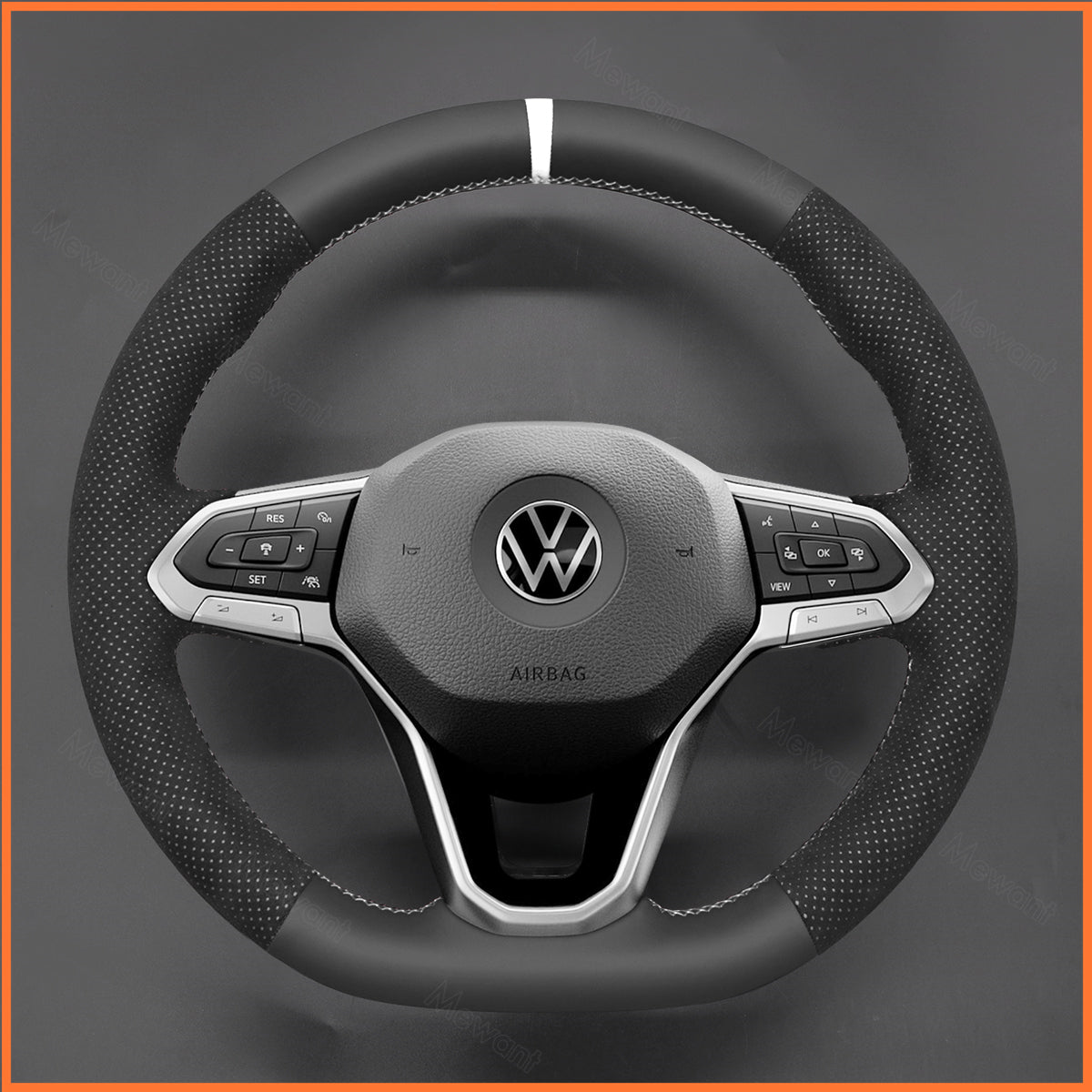 MEWANT Couvre Volant pour VW Golf 8 ID.3 ID.4 ID.7 Arteon Caddy Passat B8 Passat T6 Tiguan Touareg 2020-2021