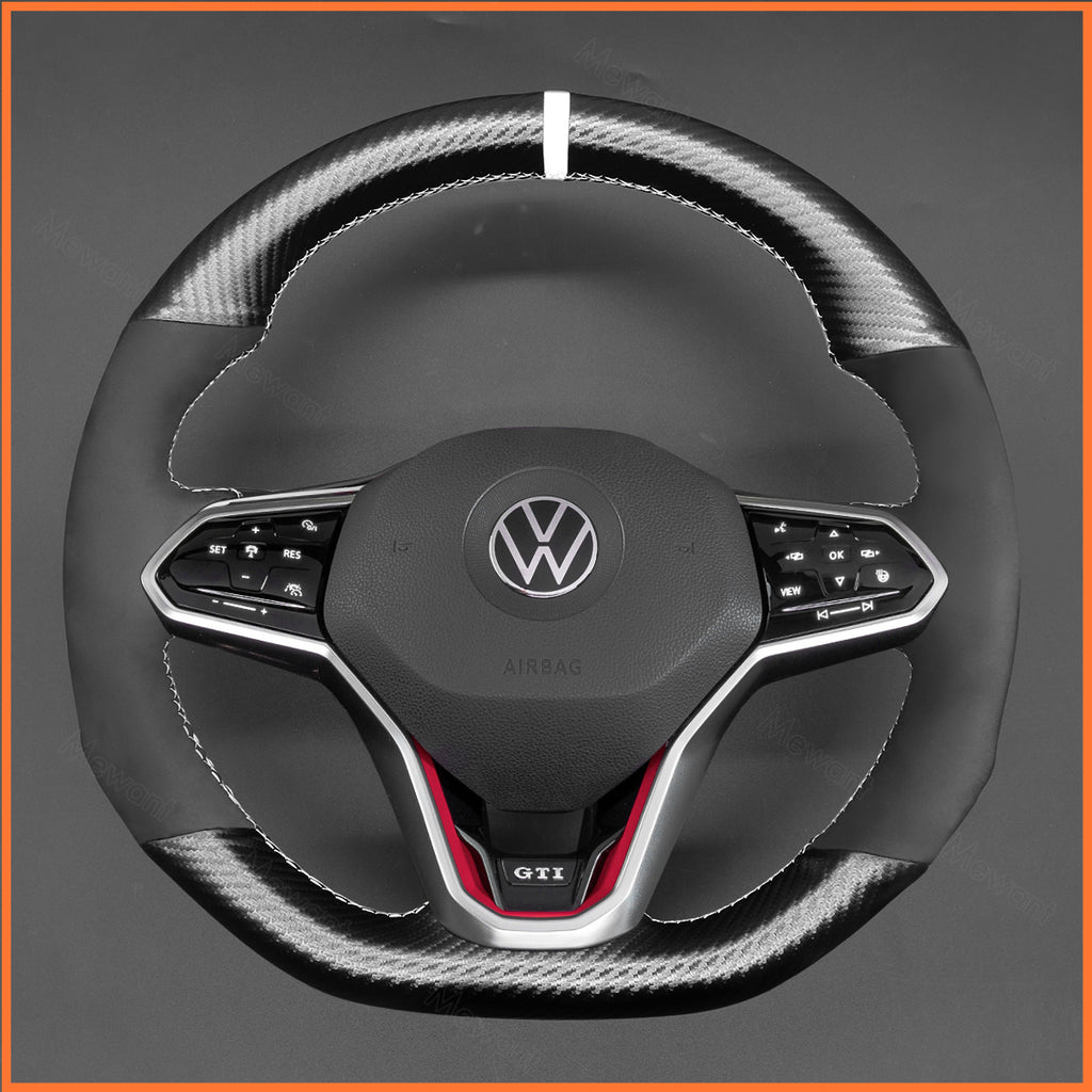 MEWANT Couvre Volant pour VW Golf 8 R-Line Golf GTI GTD GTE 8 Arteon Tiguan Touareg 2020-2021