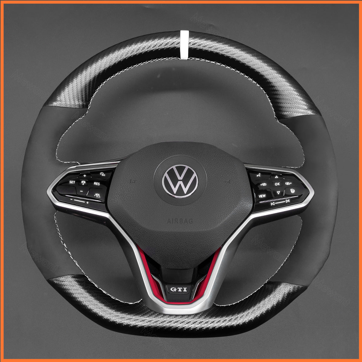 MEWANT Couvre Volant pour VW Golf 8 R-Line Golf GTI GTD GTE 8 Arteon Tiguan Touareg 2020-2021