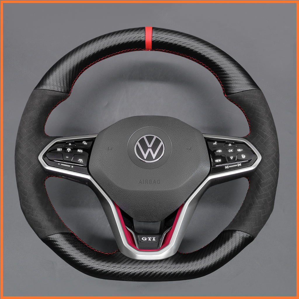 MEWANT Couvre Volant pour VW Golf 8 R-Line Golf GTI GTD GTE 8 Arteon Tiguan Touareg 2020-2021