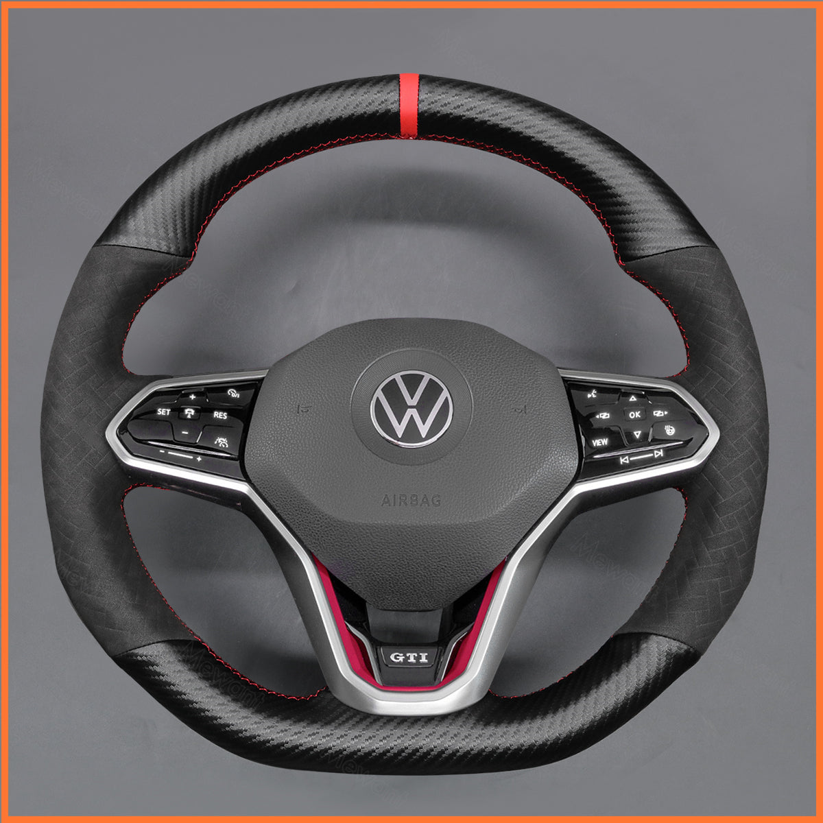 MEWANT Couvre Volant pour VW Golf 8 R-Line Golf GTI GTD GTE 8 Arteon Tiguan Touareg 2020-2021