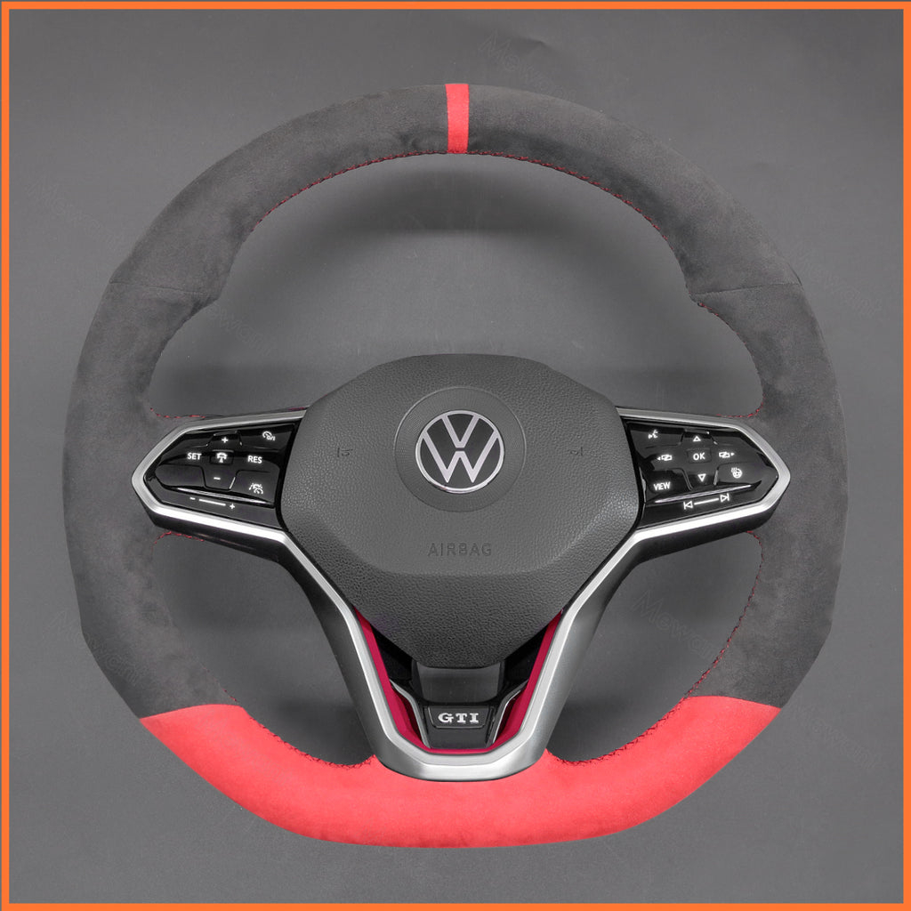 MEWANT Couvre Volant pour VW Golf 8 R-Line Golf GTI GTD GTE 8 Arteon Tiguan Touareg 2020-2021