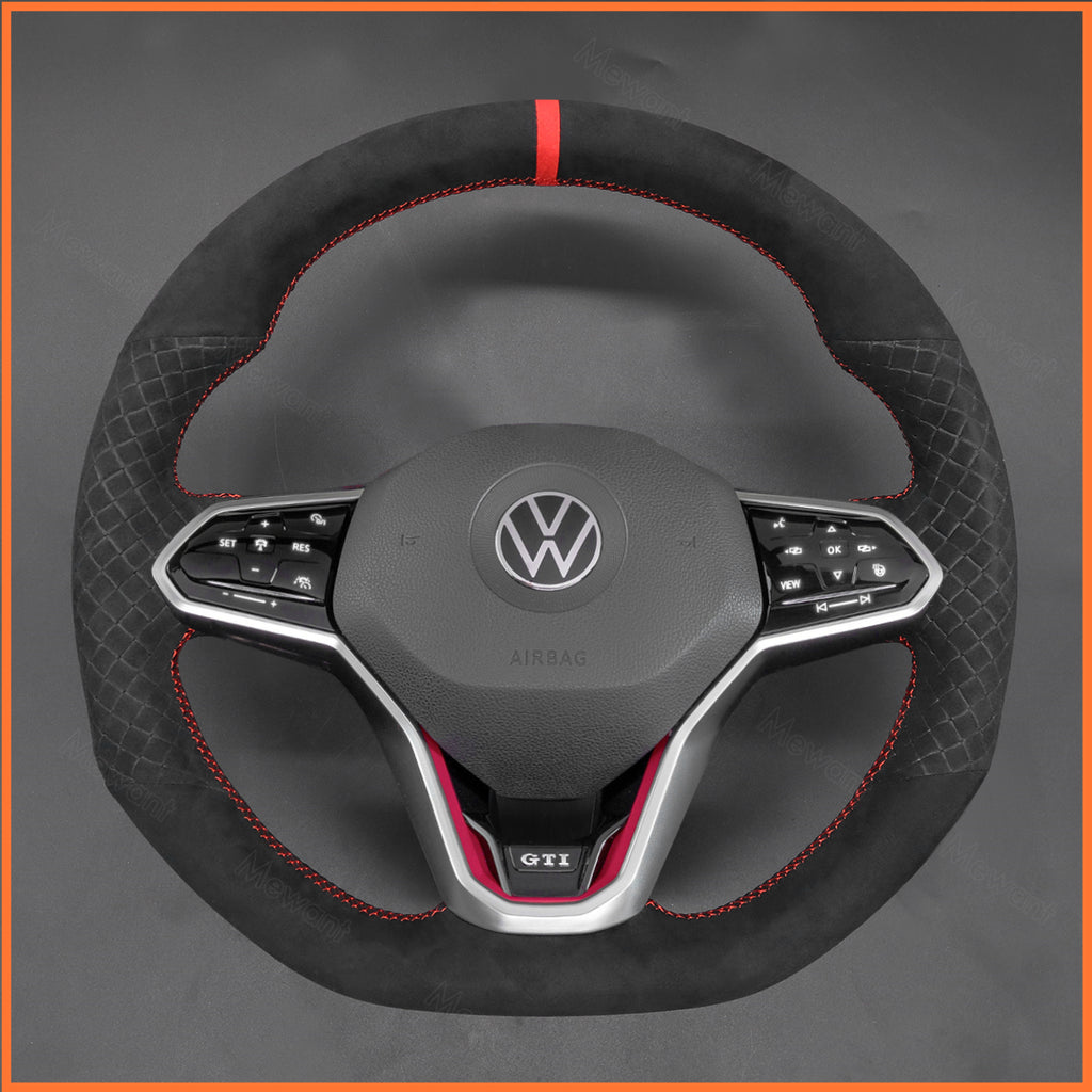 MEWANT Couvre Volant pour VW Golf 8 R-Line Golf GTI GTD GTE 8 Arteon Tiguan Touareg 2020-2021