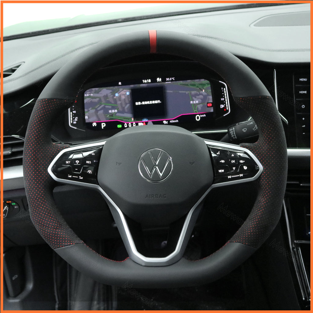 MEWANT Couvre Volant pour VW Golf 8 R-Line Golf GTI GTD GTE 8 Arteon Tiguan Touareg 2020-2021