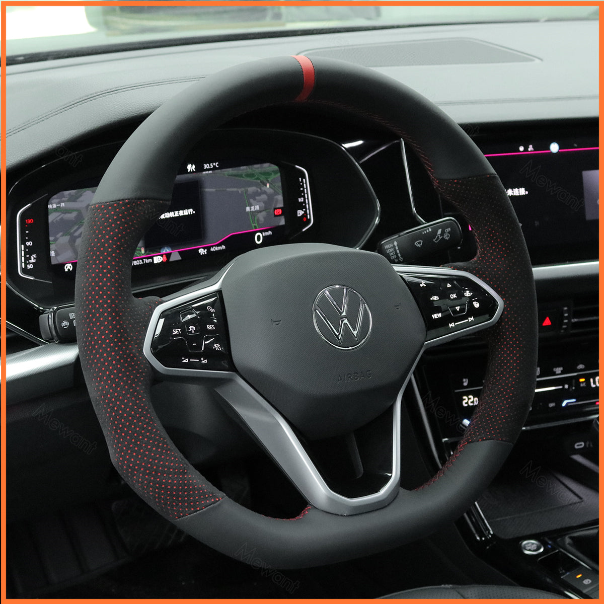 MEWANT Couvre Volant pour VW Golf 8 R-Line Golf GTI GTD GTE 8 Arteon Tiguan Touareg 2020-2021