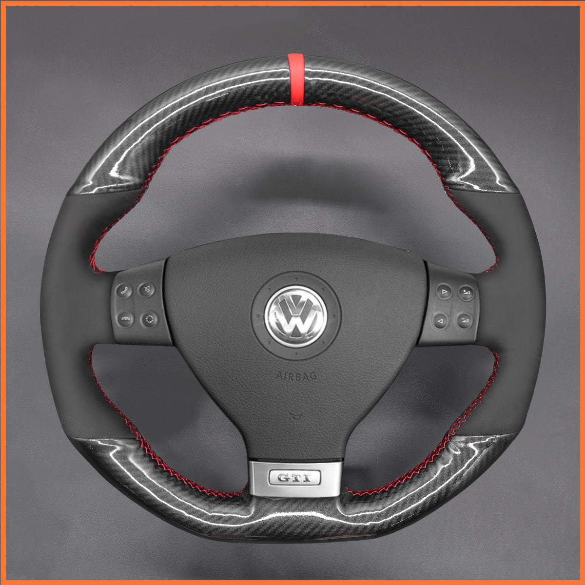 MEWANT Couvre Volant pour VW Golf GTI 5 Golf R32 Scirocco Passat Variant Tiguan R-Line 2005-2009