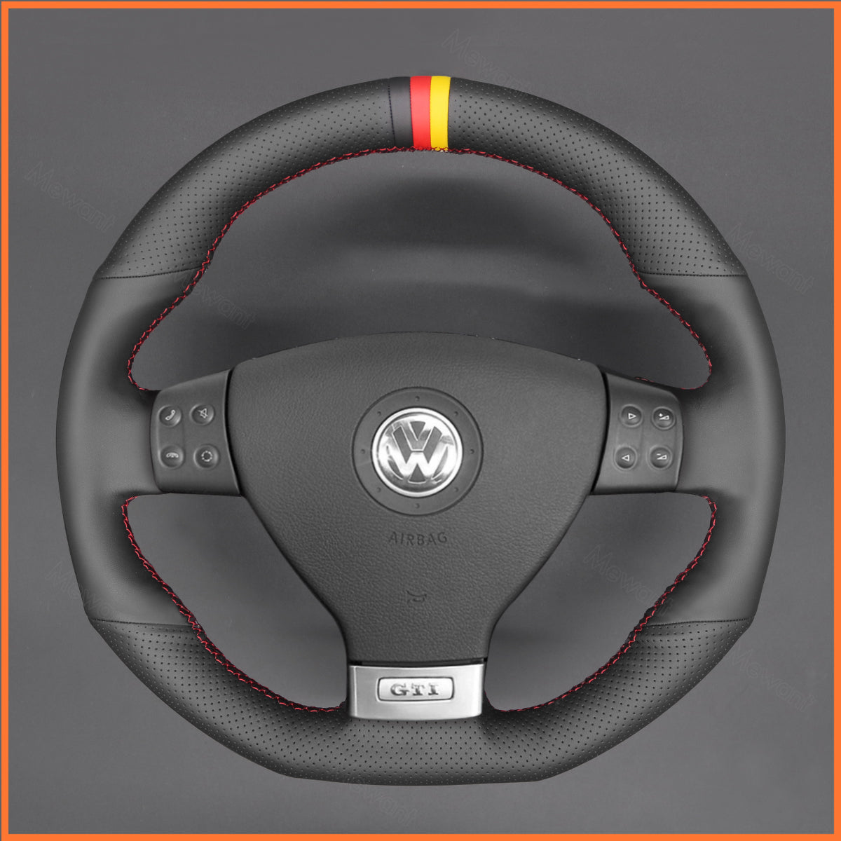 MEWANT Couvre Volant pour VW Golf GTI 5 Golf R32 Scirocco Passat Variant Tiguan R-Line 2005-2009