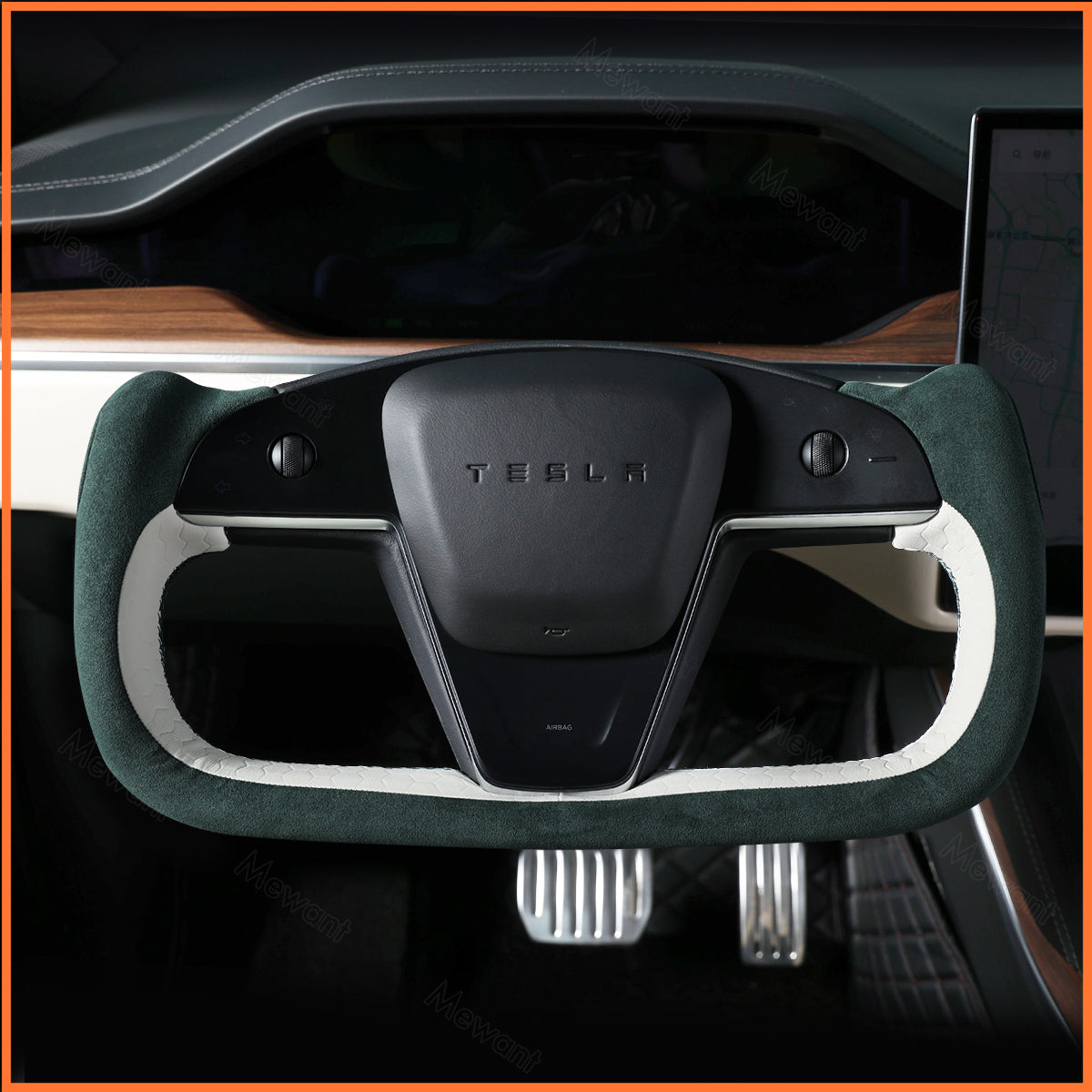 MEWANT Couvre Volant pour Yoke Lenkrad Tesla Model S 2022-2023 / Model X 2022-2023