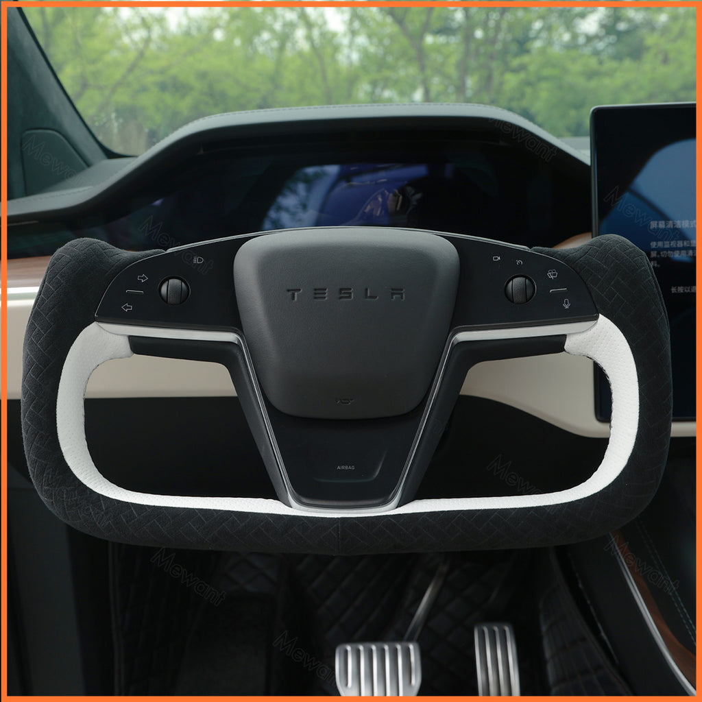 MEWANT Couvre Volant pour Yoke Lenkrad Tesla Model S 2022-2023 / Model X 2022-2023