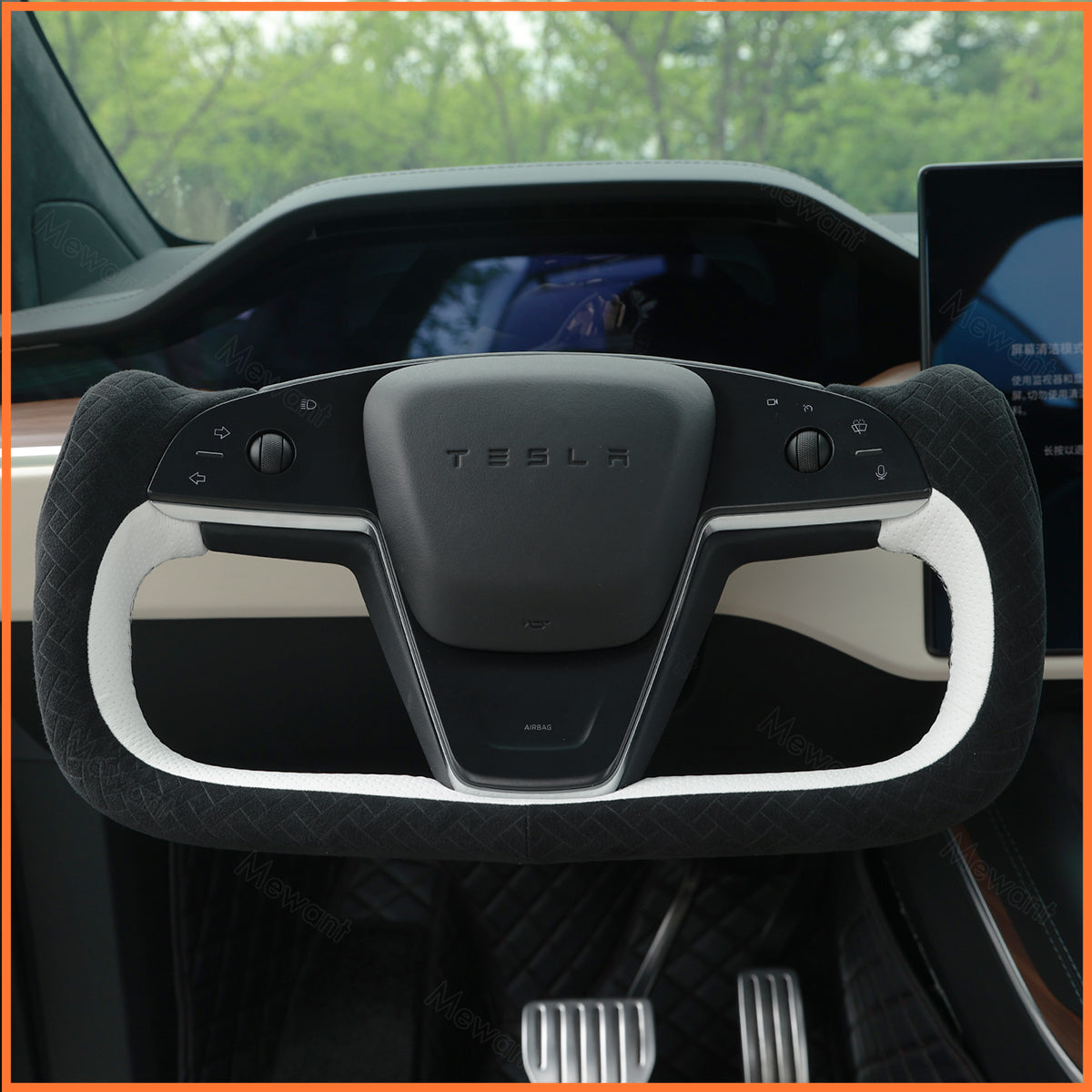 MEWANT Couvre Volant pour Yoke Lenkrad Tesla Model S 2022-2023 / Model X 2022-2023