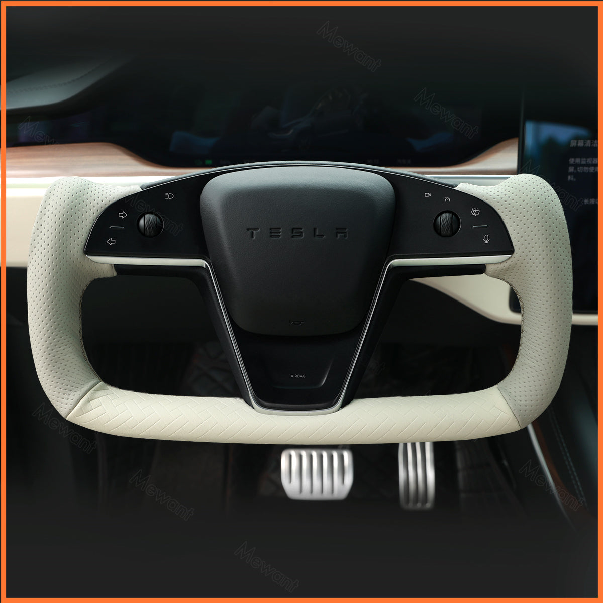 MEWANT Couvre Volant pour Yoke Lenkrad Tesla Model S 2022-2023 / Model X 2022-2023